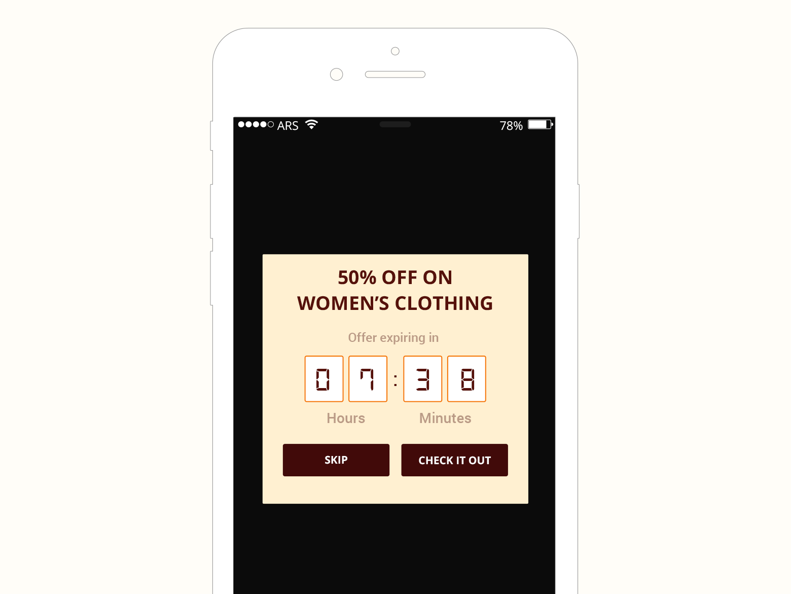 flash sale in-app notification