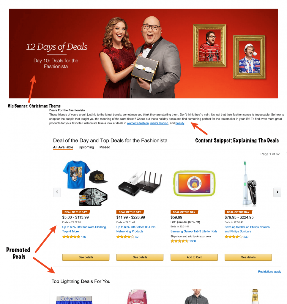 Christmas deals landing page