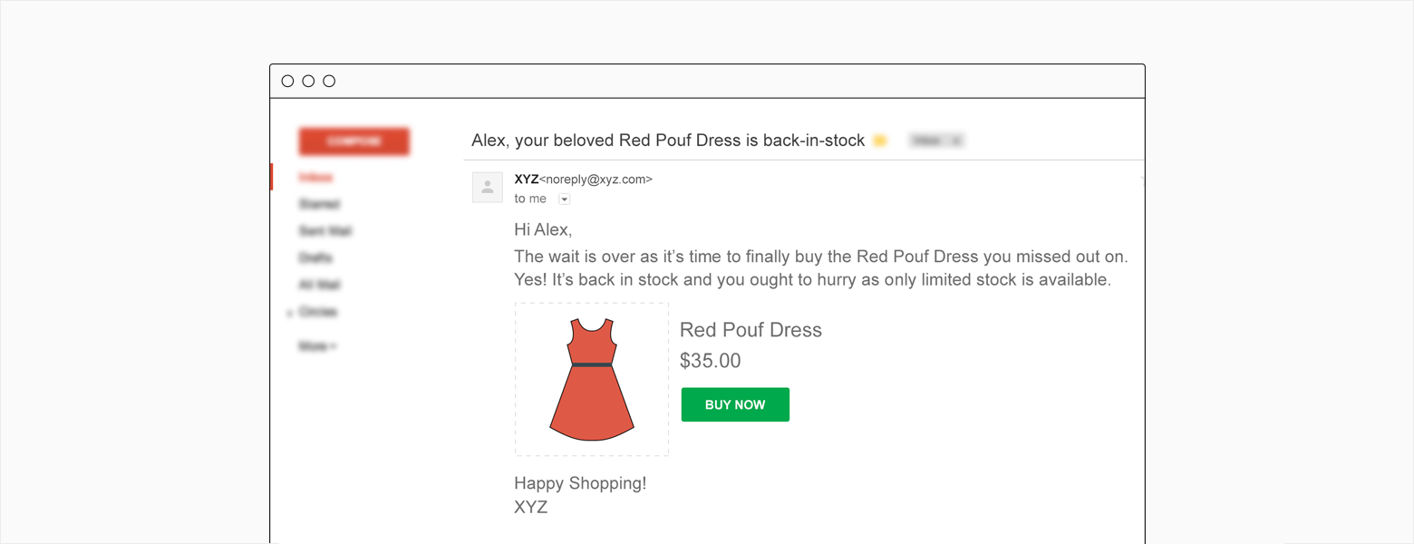 personalised in-stock email notification
