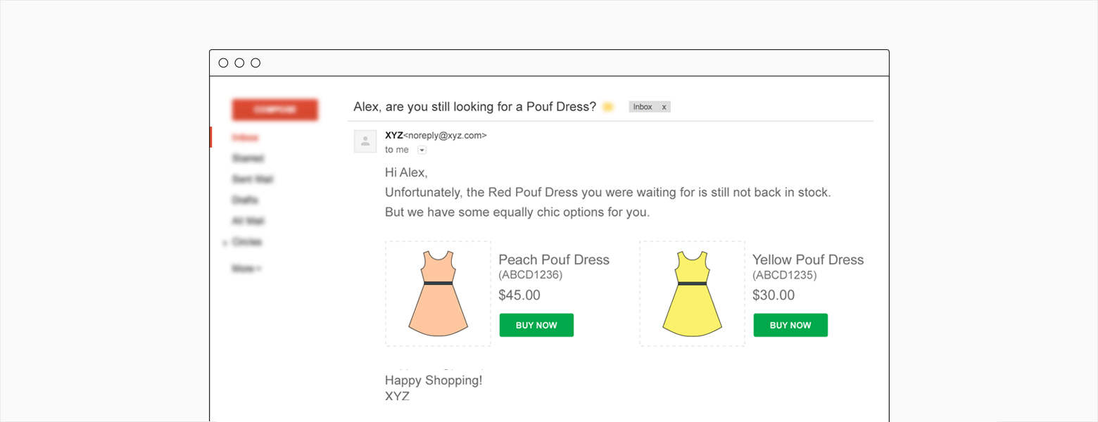 Back in Stock Alert sent with hyper-personalized email