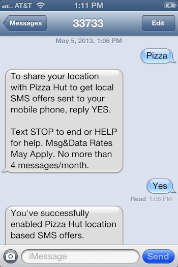 Triggered Localised SMS Marketing Example