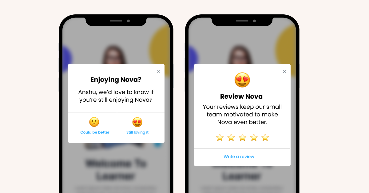 Feedback request through in-app message