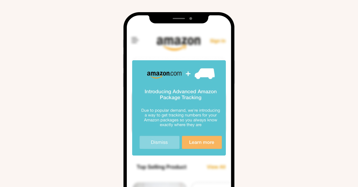 New app feature announcement through in-app message