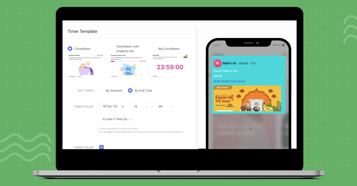 by end time timer push