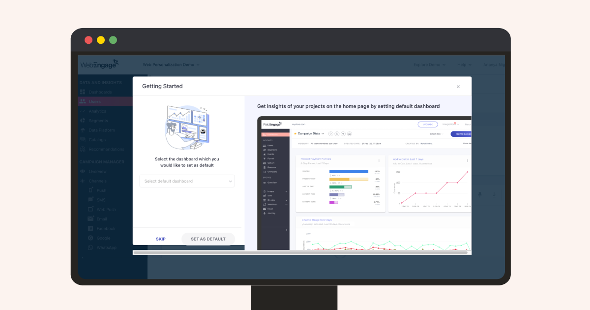 quick switch default dashboard