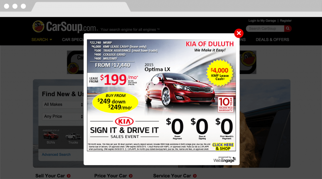 display notification for geographical area (example)