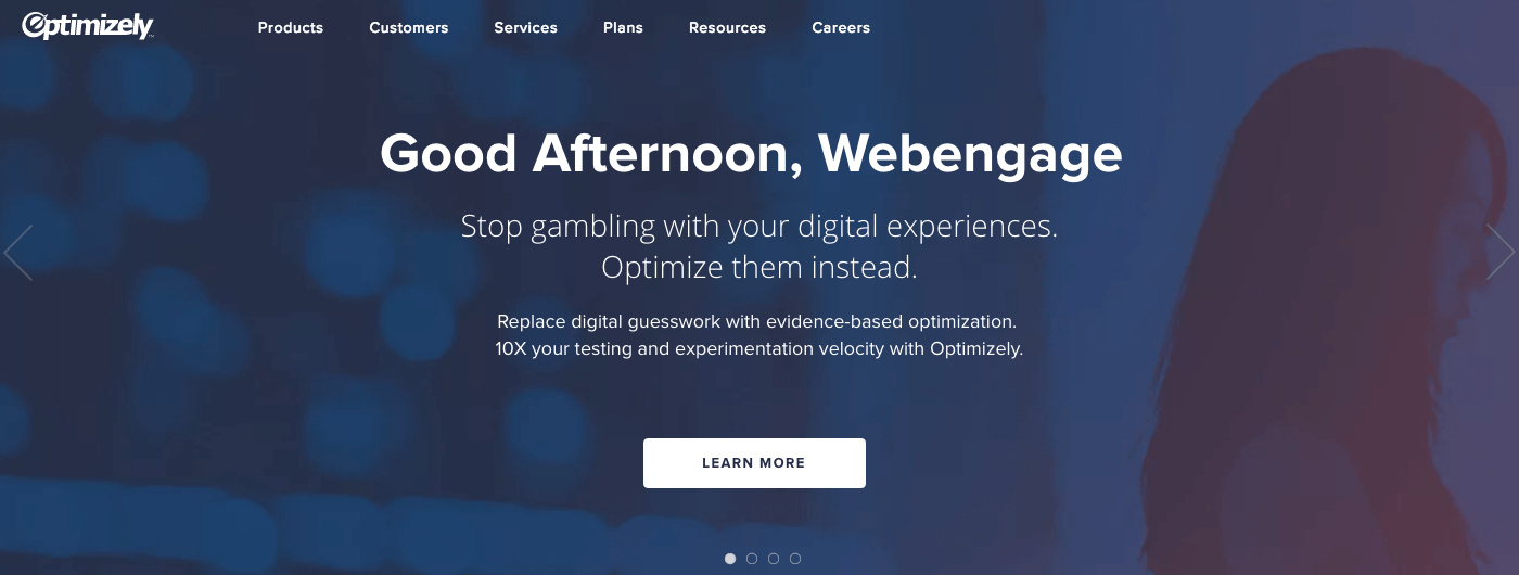 optimizely website personalization example
