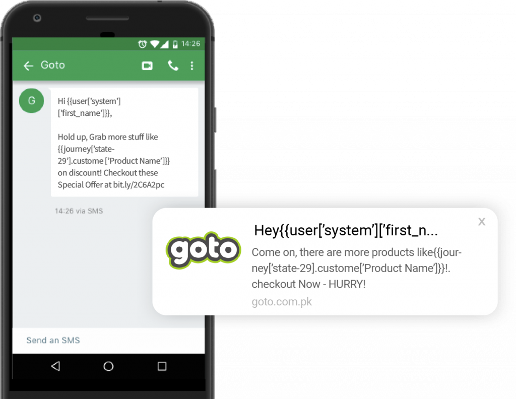 Goto used personalized tokens to send targetted messages to its users