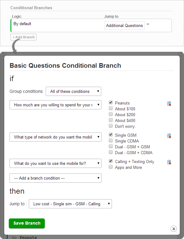 Adding a branching logic
