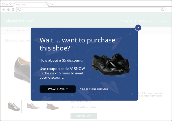 Cart abandonment solution - modal notification