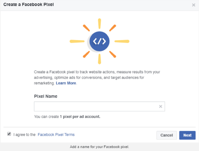 facebook pixel code name