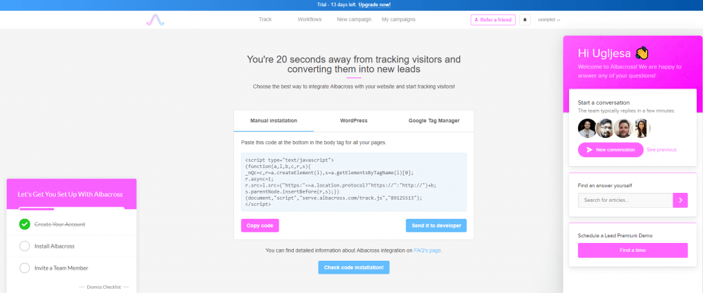Installing The Albacross’s Code - WebEngage