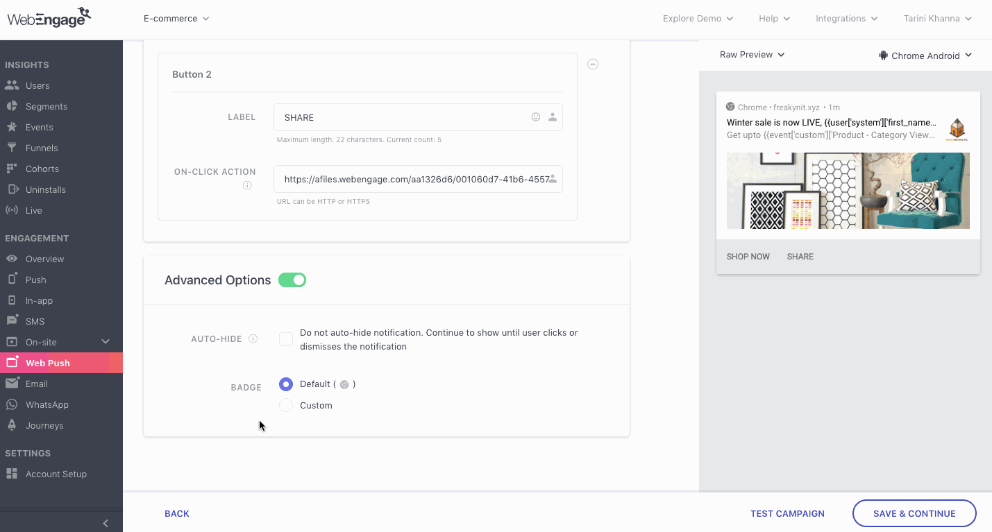 Adding Custom Badge to Web Push Notifications