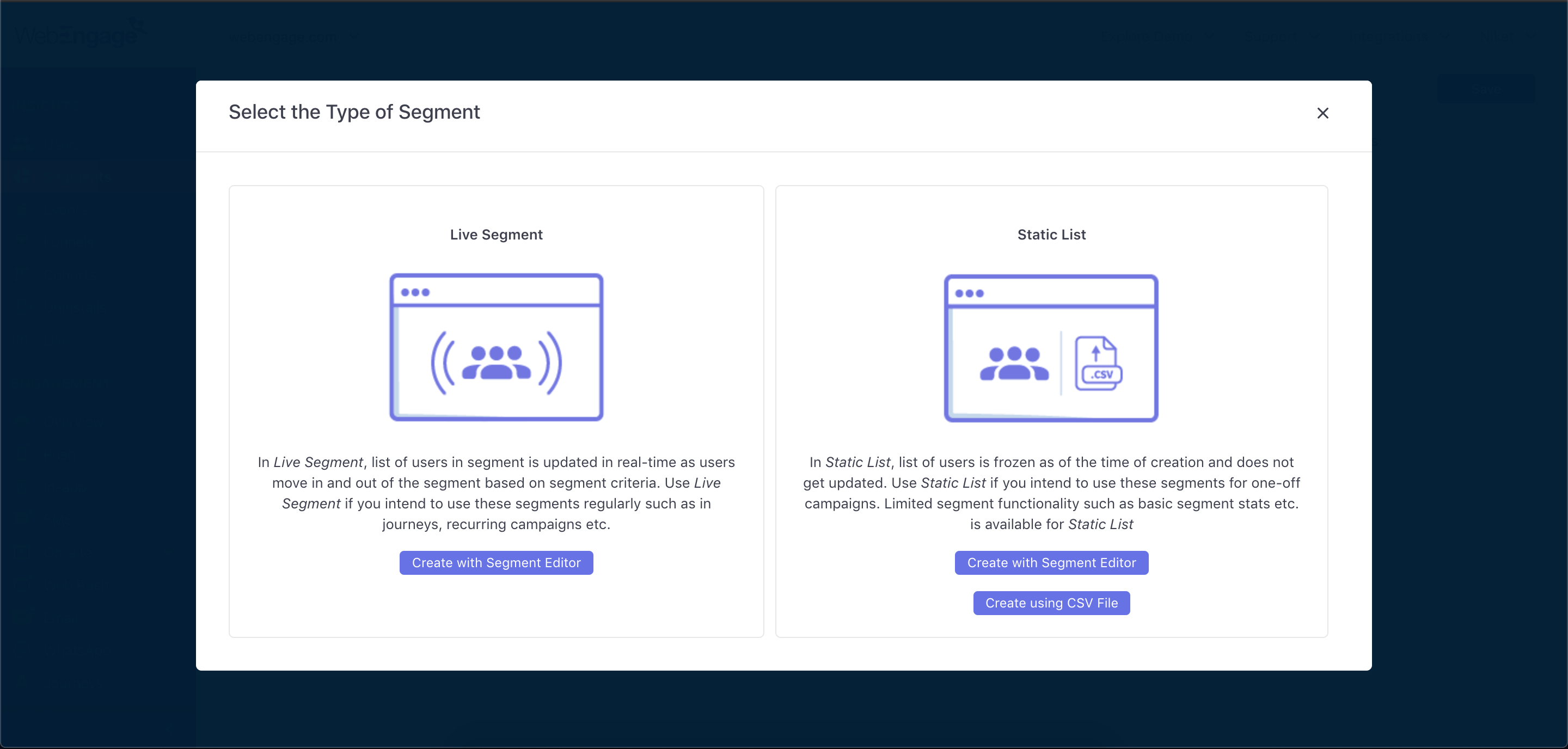 Static Lists Segment