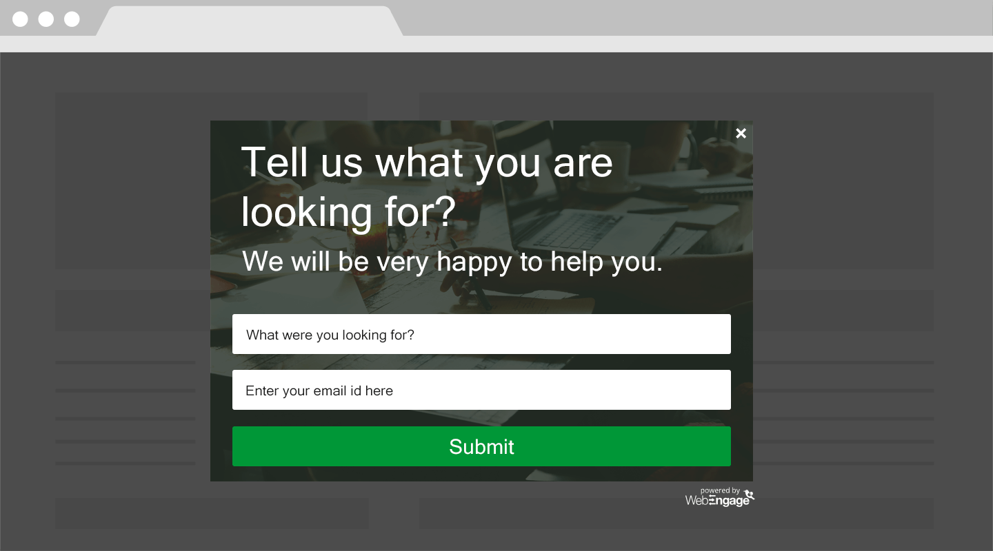 WebEngage web pop up