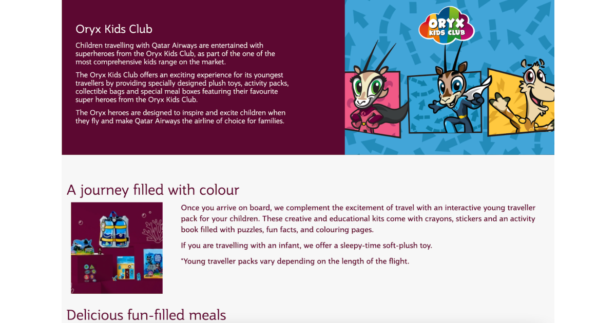 Qatar Airways - Oryx kids club