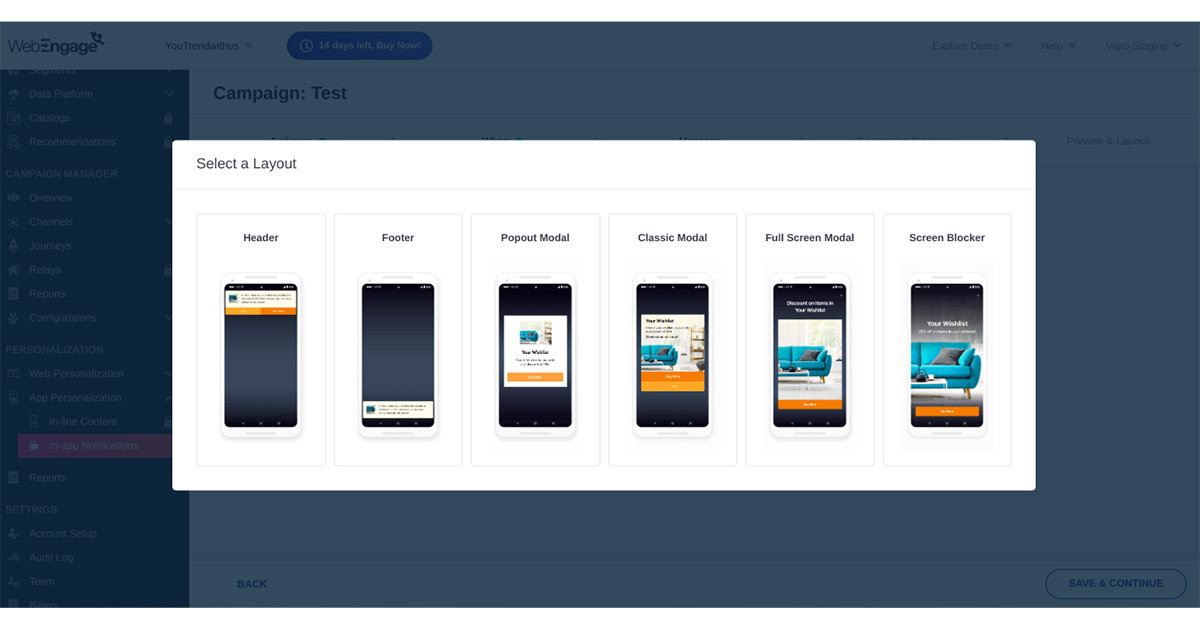 in-app campaign vajro integration