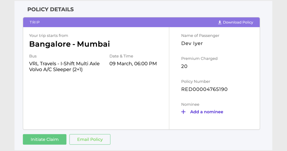 Acko my policies page for insurance