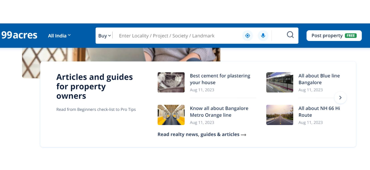 The Knowledge Centre for 99Acres