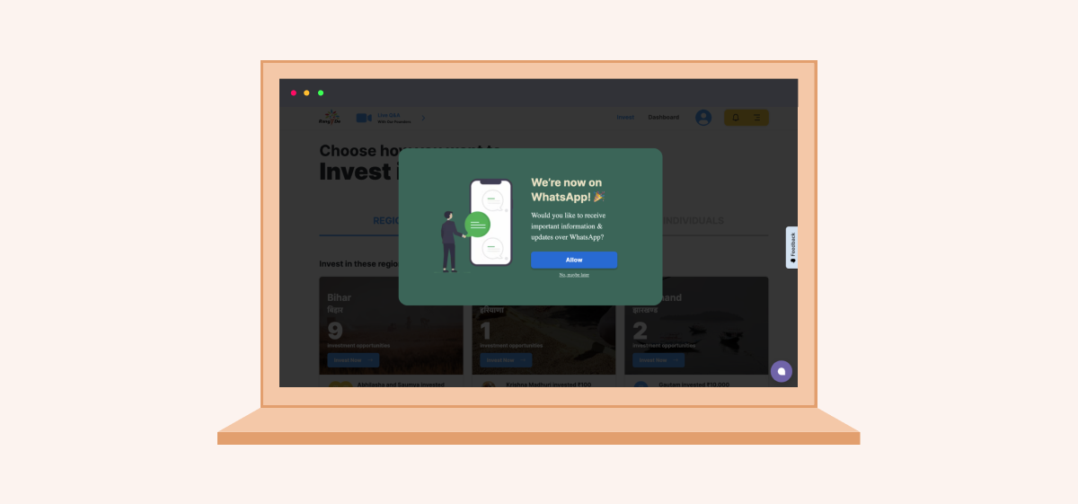 RangDe WhatsApp opt-in funnel optimization
